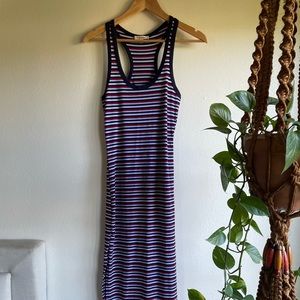 Rolla Coster Blue, White, Red Striped Body-Con Maxi Dress - Size S - Tank Top